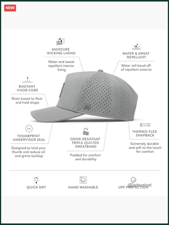 Water-Resistant Snapback Hat, Performance Baseball Cap, Hydro Repellent, Unisex main image 4
